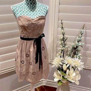 NWT BCBGMAXAZARIA MIA Rose/Mauve Strapless Lace Mini Dress 12